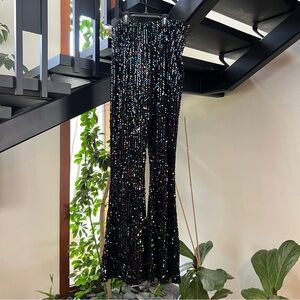Free People Sequin Slim Pull On Flare Pants